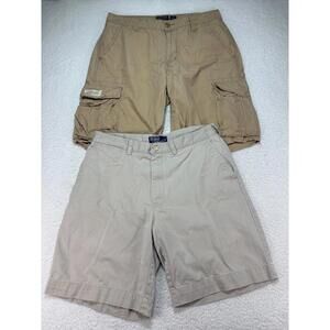 Polo Ralph Lauren Lot of 2 Shorts MFG Khaki Cargo & Prospect Beige Men's Size 34